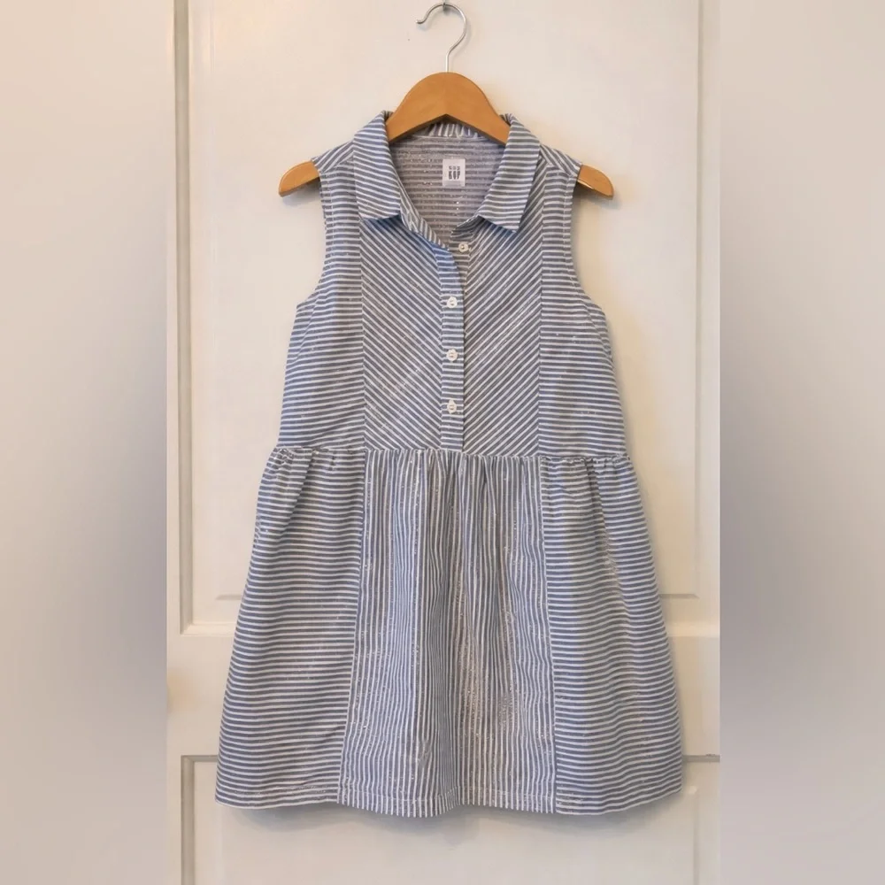 GAP Kids Blue White Striped Shirt Dress Sleeveless Girls Size 5T Preppy
